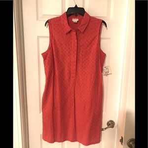 Pretty eyelet bright orangey coral sleeveless dress.  NWT size Large